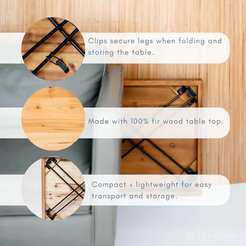 Miniatura 8 de Sleekform Mesa plegable de madera – Escritorio plegable portátil – Escritorios plegables fáciles de montar para espacios pequeños – Mesas