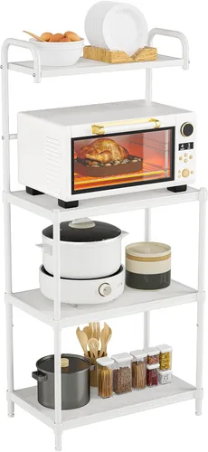 Miniatura 8 de MEDIMALL Estante para panaderos para cocina con almacenamiento, soporte de microondas de 4 niveles, estante de almacenamiento para carrito