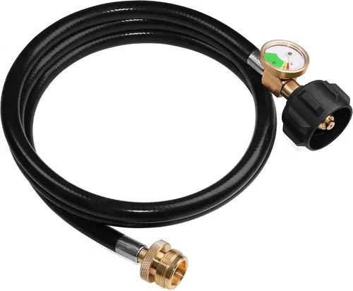 Miniatura 3 de DOZYANT Adaptador de manguera de propano de 5 pies con indicador de tanque de propano para Weber Q1200, 1000 parrilla de propano, 1 a 20 libras