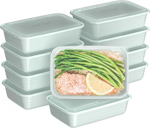 Miniatura 16 de Bentgo Prep - 20 piezas de contenedores reutilizables para preparación de comidas con 1 compartimento y tapas, materiales libres de PFAS y BPA