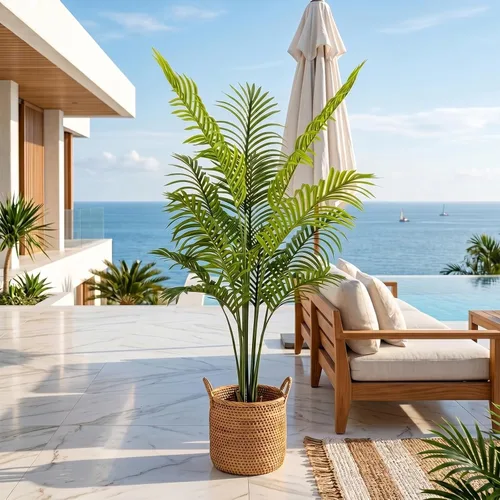 Artificial Palm Tree, ANTING 5FT Tall Faux Palm Tree with Black Base Pot, Artificial Plants with Lifelike Leaves for Outdoor Indoor Home Living Room