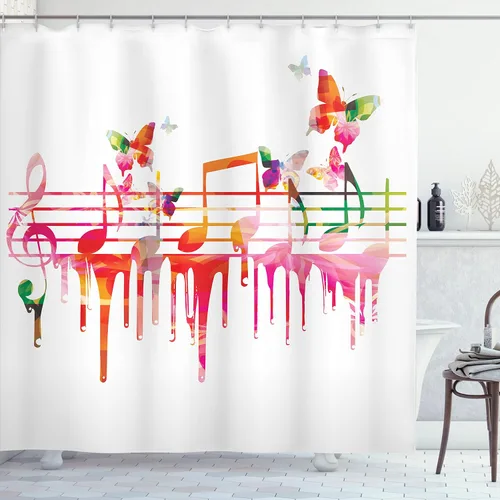 Miniatura 76 de set de cortina para baño decorativa de tela de poliéster con ganchos