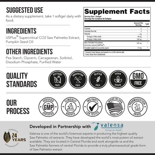Miniatura 7 de Extracto de Saw Palmetto – Potencia 10X, Fuerza de Grado Farmacéutico – Más Aceite de Semilla de Calabaza – Apoya la Salud de la Próstata, Alivia