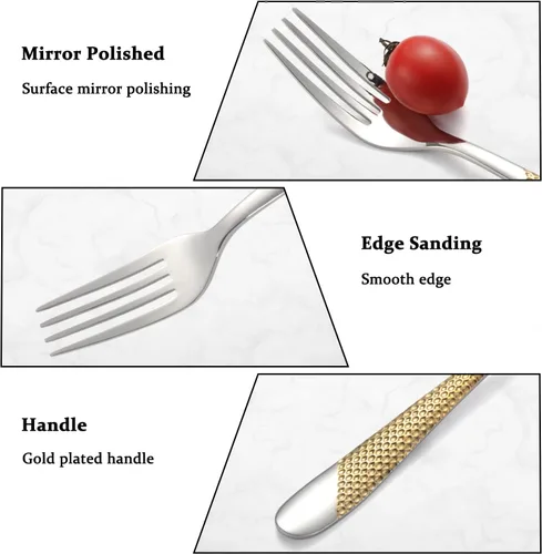 Miniatura 3 de Juego de 4 tenedores de acero inoxidable, cubiertos y tenedores de postre para el hogar, cocina, restaurante