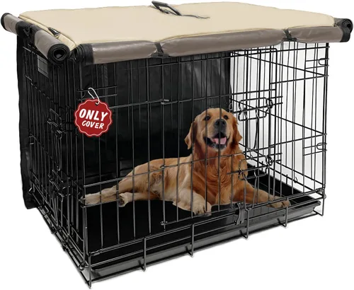 Miniatura 9 de Funda para jaula de perro de 48 pulgadas, funda grande para jaulas con 1, 2, 3 puertas, tela Oxford 600D impermeable para interiores y exteriores