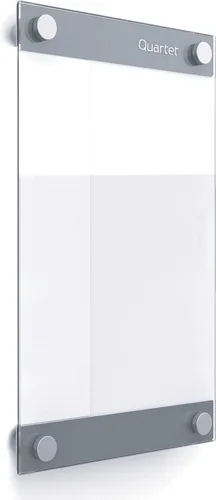 Quartet Pizarra blanca de cristal, pizarra magnética de borrado en seco, 8-1/2 x 11 pulgadas, con plantillas personalizables, superficie blanca de
