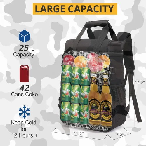 Miniatura 5 de Mochila térmica táctica, mochila de almuerzo para hombres y adultos, para trabajo con asa, mochila térmica suave aislada, impermeable, a prueba