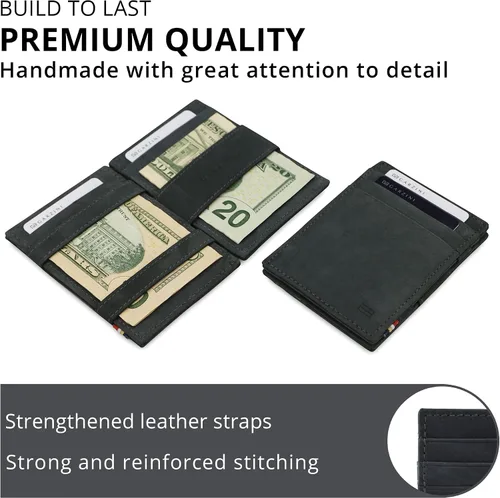 Miniatura 4 de Garzini Magic Wallet con ventana de identificación, cartera minimalista con tarjetero RFID, cartera de piel para 8 tarjetas