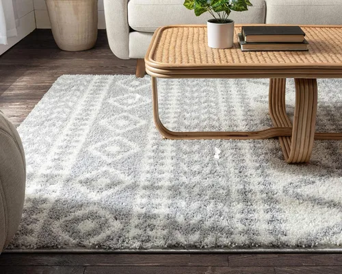 Miniatura 8 de Well Woven Madison Shag Cossima - Alfombra tribal marroquí gris de 5 pies 3 pulgadas x 7 pies 3 pulgadas, crema, 5 pies 3 pulgadas x 7 pies 3