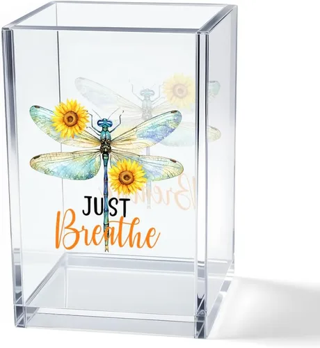Miniatura 10 de Just Breathe - Paquete de 2 portalápices cosméticos de acrílico, organizador de brochas de maquillaje inspirador, regalos de fe para mujeres