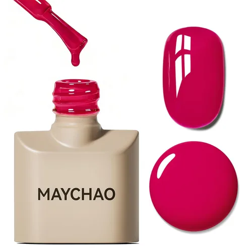 Miniatura 107 de MAYCHAO Esmalte de uñas de gel rosa intenso de 0.5 onzas líquidas, 1 unidad de esmalte de gel rosa brillante, esmalte de uñas que se absorbe con luz