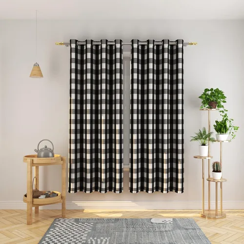 Miniatura 106 de Cortinas de 24 pulgadas de largo con diseño Buffalo Check Gingham Plaid para ventanas de cocina y baño, tratamiento para ventanas con 2 paneles