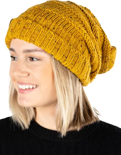 Miniatura 16 de Funky Junque Gorro de moda de punto trenzado de talla extragrande, grueso, abrigado, suave y holgado