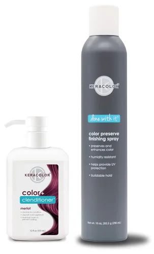 Miniatura 26 de KERACOLOR Kit de 3 en 1 (Limpieza + Acondicionador + Color) Tinte semipermanente azul para el cabello y acabado en aerosol para el cabello, 10 onzas