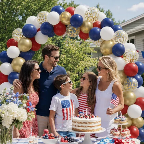 Miniatura 3 de Globo Rojo Blanco Azul, 50 unidades de 12 pulgadas, globos de látex azul marino, rojo rubí oscuro, confeti dorado metálico para baby shower