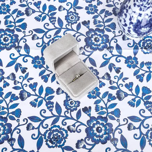 Miniatura 4 de Whaline 12 hojas de papel de regalo chinoiserie azul de 19.7 x 27.6 pulgadas, papel de regalo floral de porcelana de paisaje chino clásico, papel