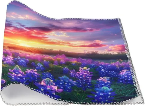 Miniatura 3 de Spring Sunrise Bluebonnets Texas Hill Country Placemats Set of 6 Resistant Table Mats Washable Place Mats for Dinner Party Table Decoration
