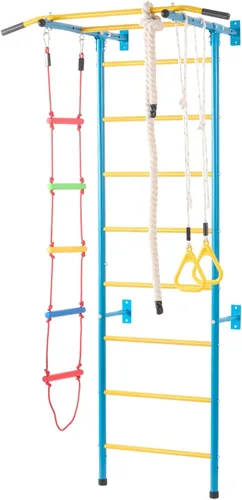 Miniatura 9 de VEVOR Gimnasio interior de la selva para niños pequeños, juego de escalada 5 en 1 con escalera sueca de acero al carbono, escalera de pared, barra