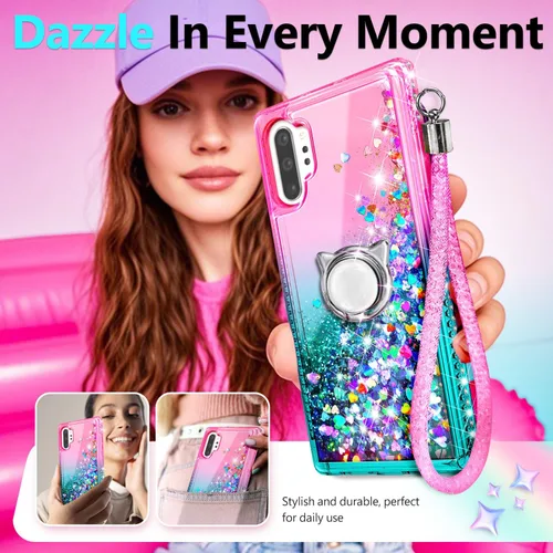 Miniatura 7 de NGB Diseñada para funda Samsung Galaxy Note 10+ (Plus), Rosa/Aguamarina Funda con Purpurina Líquida Brillante Linda para Mujeres Niñas Niños