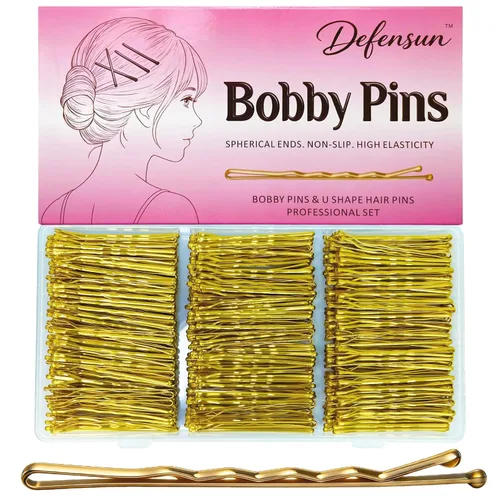 Miniatura 18 de Kit de 200 pines gruesos dorados y rubios, 150 horquillas para el cabello (2.2 pulgadas, 2.36 pulgadas, 2.75 pulgadas) + 50 pines en forma de U
