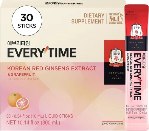 Miniatura 12 de JUNG KWAN JANG Everytime - Extracto de ginseng rojo coreano de 1,000 mg y pomelo – Bebida energética vegana – Sin cafeína, sin gluten, sin OMG, 0.34