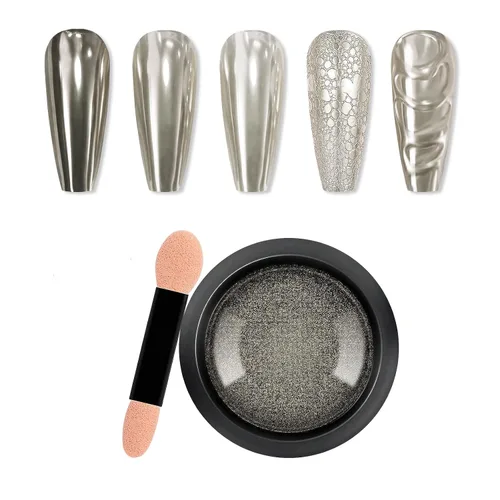 Miniatura 19 de Polvo de uñas cromado de espejo metálico para uñas de gel, polvo holográfico de cromo, para decoración de uñas en el hogar, salón de bricolaje