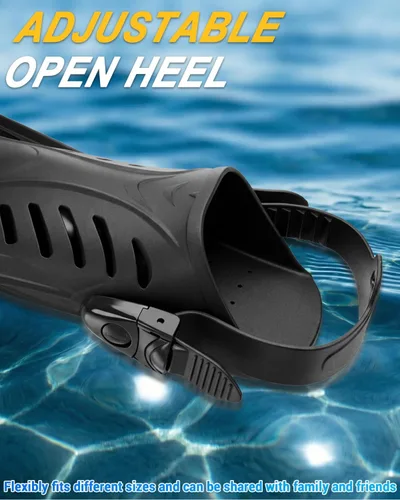 Miniatura 4 de Alatas de buceo y equipo de esnórquel para adultos, aletas de snorkel, aletas de natación abiertas, ajustables, para hombres, mujeres, niños, aletas