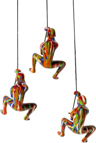 Miniatura 13 de Climbing Man Wall Art Para decoración del hogar con cuerda de cuero de 30 pulgadas Estatuas y esculturas de poliresina con accesorios para colgar