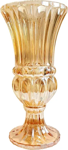 Jarrón de cristal ámbar de 11.6 pulgadas de alto, florero de plantas de arte. Decorativo para el hogar, oficina, boda, fiesta, celebrar, decoración