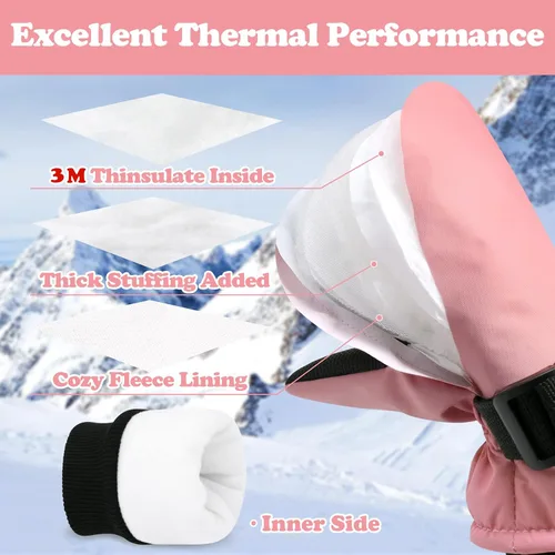 Miniatura 23 de Sarfel Guantes impermeables para niños pequeños, guantes de esquí, guantes de nieve, guantes para bebé, Thinsulate 1-7 años