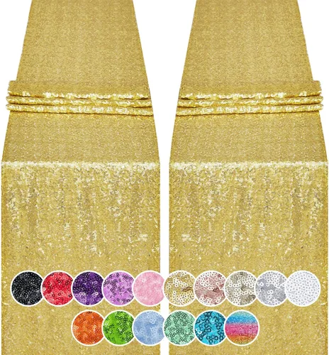 Miniatura 10 de Hahuho - Camino de mesa de lentejuelas con brillantina, para fiestas, bodas, baby shower, despedida de soltera, decoración de eventos