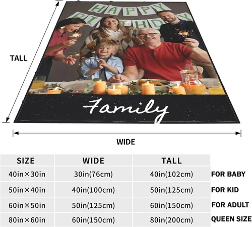 Miniatura 3 de Manta personalizada con collage de fotos, texto, mantas con imágenes personalizadas, regalos para cumpleaños, para madres, papás, manta de fotos