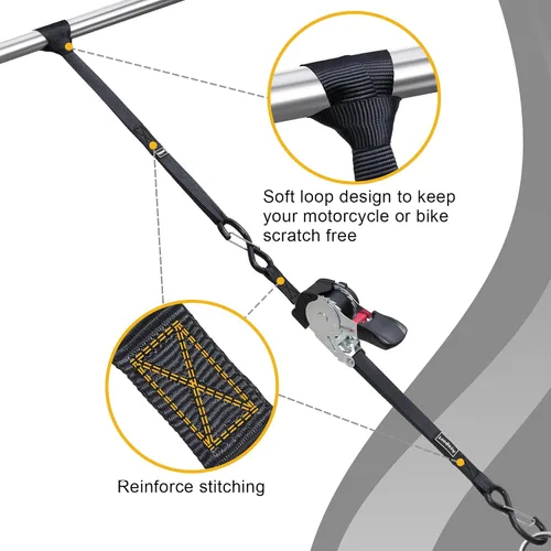 Miniatura 4 de Ayaport Correas de trinquete retráctiles, correas de amarre autoretráctiles, 1200 libras, resistencia a la rotura, resistentes de 12 pies