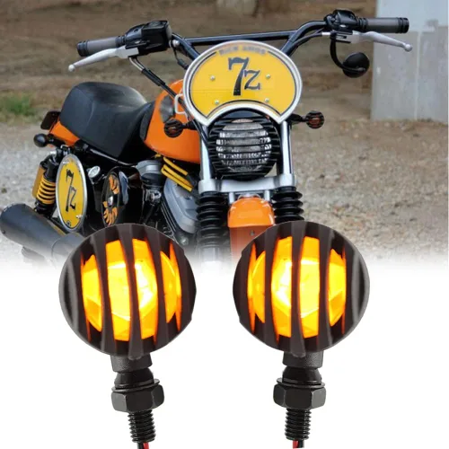 DREAMIZER Señales de giro universales para motocicleta, luz indicadora de conducción negra, lámpara de freno para motos de motor y ATV - luz ámbar