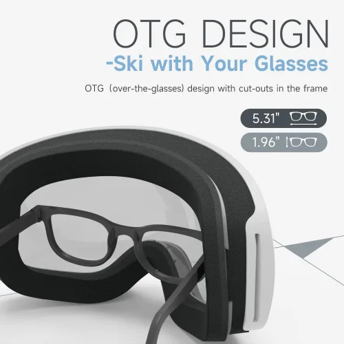 Miniatura 4 de Gafas de esquí de snowboard para hombres, mujeres, adultos, jóvenes, sobre gafas OTG/100% protección UV, antivaho/visión amplia
