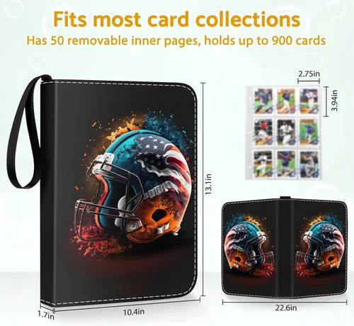 Miniatura 5 de Carpeta de Tarjetas de Béisbol y Fútbol con 480 Bolsillos y 60 Fundas Extraíbles, Carpeta Portátil para Tarjetas de Baloncesto y Deportes, Álbum