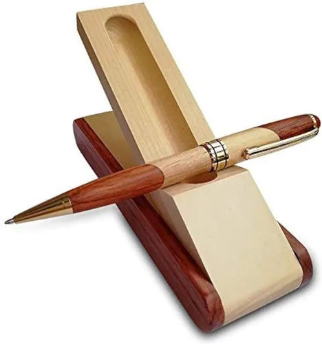 Renawe - Set de bolígrafo con caja de madera para exhibición del bolígrafo de gel y tinta de repuesto