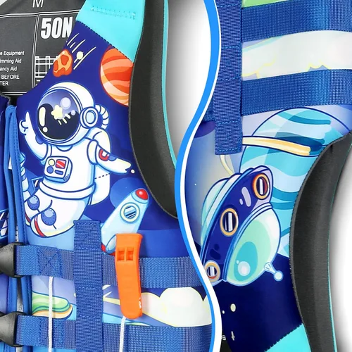 Miniatura 4 de Chaleco de natación para niños pequeños, chaqueta flotante para niños de 20-30-40-50 libras para niñas y niños para navegar, piscina, playa, Espacio