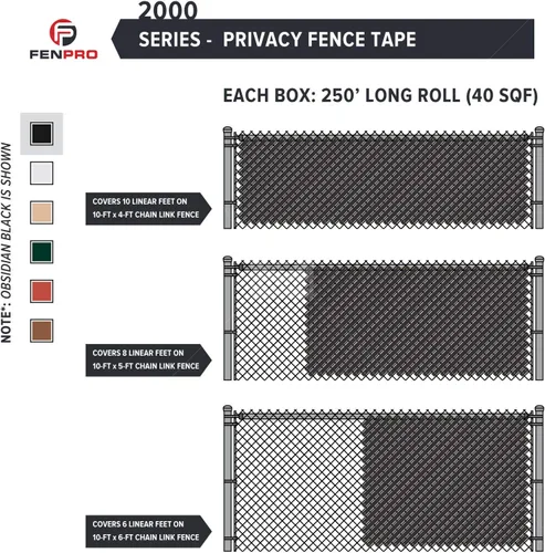 Miniatura 7 de Cinta de Privacidad para Valla de Eslabones de Cadena Fenpro (Negro Obsidiana)