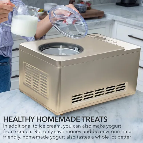 Miniatura 4 de Whynter Máquina automática para hacer helados y yogur de 2 cuartos de galón con compresor integrado, pantalla digital LCD y temporizador, sin Oro