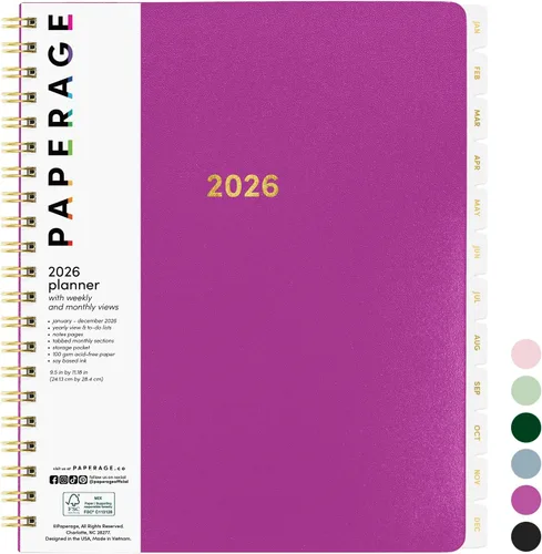 Miniatura 17 de PAPERAGE Agenda semanal y mensual 2026, 12 meses (enero de 2026 a diciembre de 2026), 5.6 x 8 pulgadas, agenda 2026 de tapa dura con hojas semanales