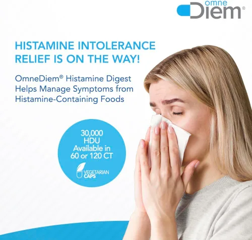 Miniatura 6 de Omne Diem DAO 30,000 HDU - 60 cápsulas - Enzima neutralizante de histamina - Alivia la intolerancia a la histamina con diamina oxidasa - El