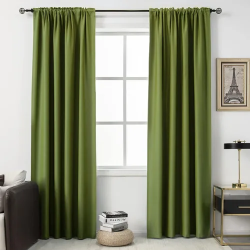Miniatura 72 de DUALIFE Cortinas opacas de 45 pulgadas de largo, 2 paneles para ventanas pequeñas de dormitorio, aislamiento térmico, bolsillo para barra, cortinas
