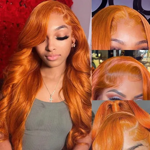 Miniatura 11 de Aicrelery Peluca de cabello humano con encaje frontal de 30 pulgadas, Highlight 13x6, Ombre P4/27, color marrón dorado, frontal con cabello de bebé