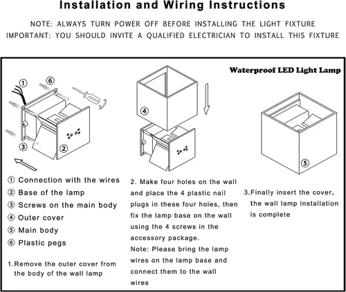 Miniatura 7 de Lámpara de pared LED impermeable de aluminio, luz impermeable para exteriores, 20 W, 100-277 V, 2800K-3000K (no regulable), luz de pared