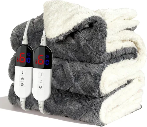 Miniatura 9 de SnugLife Manta térmica eléctrica con 6 niveles de calentamiento rápido, 4 horas de apagado automático, ultra coza y cálida manta eléctrica de piel