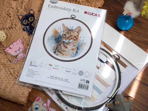 Miniatura 4 de Luca-S Kit de punto de cruz con aro, el gato de Bengala, kit de punto de cruz para adultos, BC210, kit de embroydery