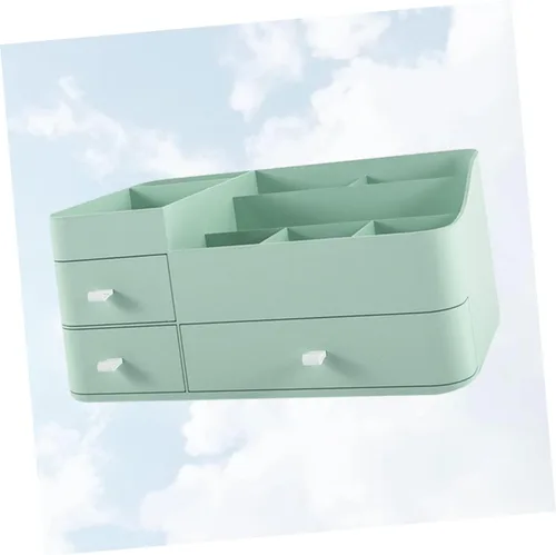 Miniatura 7 de Housoutil 1pc Household Makeup Organizer with Drawer Green Plastic Cosmetic Storage Box for Lipstick Skincare and Brushes Desktop Organizer for