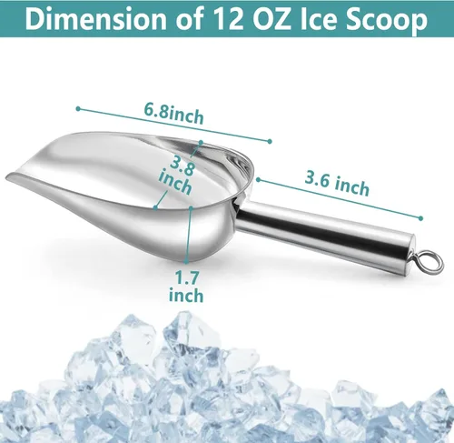 Miniatura 2 de TeamFar Cuchara de hielo de 12 onzas, cuchara de metal de acero inoxidable para bar, cocina, fiesta, multifunción y fácil almacenamiento, no tóxico