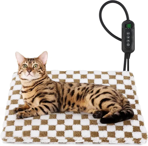 Miniatura 11 de MIXJOY Cama térmica para perro, 11 almohadillas térmicas de temperatura ajustable para perros con temporizador, alfombrilla térmica para mascotas
